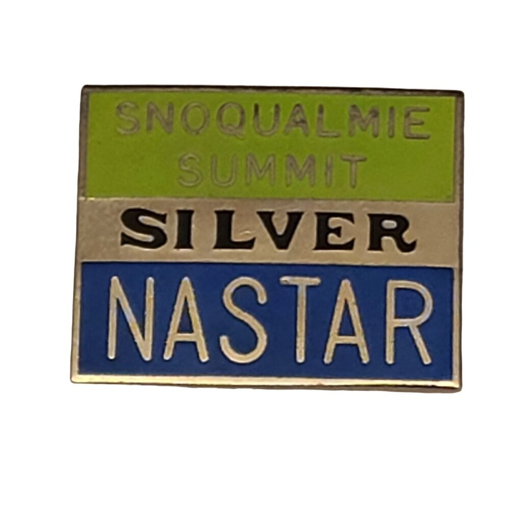 Snoqualmie Summit Silver NASTAR Ski Resort Lapel Pin Badge Washington WA Pinback
